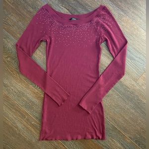 Express burgandy knit tunic top